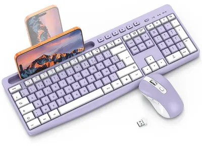 Obrázok produktu pre Bezdrôtová klávesnica a myš, 2,4 GHz, rozloženie AZERTY, fialová