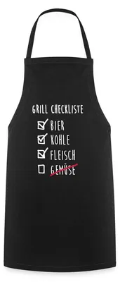 Produktbild von Spreadshirt Grill Checkliste Kochschürze, One size, Schwarz