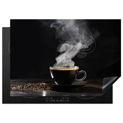 Obrázek produktu pro KitchenYeah® Kryt varné desky černý - káva, 75x52cm, dekorace do kuchyně, keramický kryt varné desky, kryt varné desky