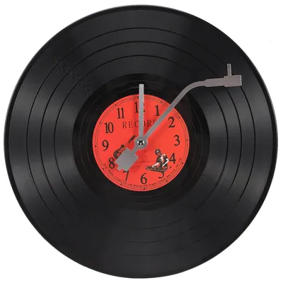 Produktbild von Schallplatten Wanduhr Vinyl Uhr 30cm batteriebetrieben leise Design Wanduhr für Wohnzimmer Büro Kinderzimmer Musik Deko Schwarz