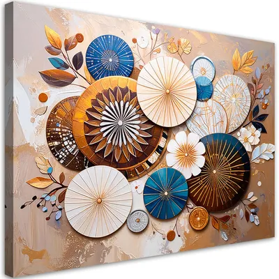 Immagine prodotto di Quadro su tela, Astrattismo Cerchi in stile boho Beige - 120x80