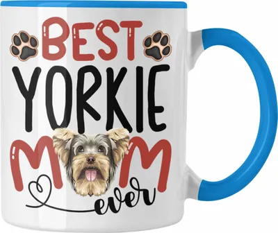 Produktbild von Trendation - Yorkie Mom Besitzerin Tasse Geschenk Lustiger Spruch Geschenkidee Besitzerin Yorkie Mama (Blau)