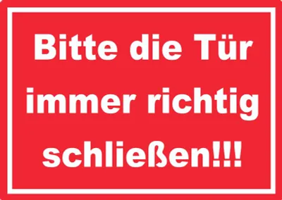 Produktbild von Aufkleber Bitte die Tür immer richtig weiss-rot A8 (52x74mm)