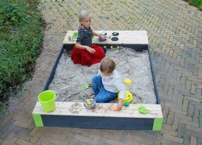 Image de EXIT Aksent en Bois Bac à Sable 200x140cm – Bac à Sable pour Extérieur – Kinderzandbak – Jardin