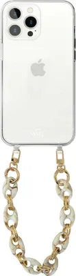 Produktbild von Marble Creme Transparant Cord Hülle - Short Cord  - Kompatibel mit iPhone 14 Pro Max