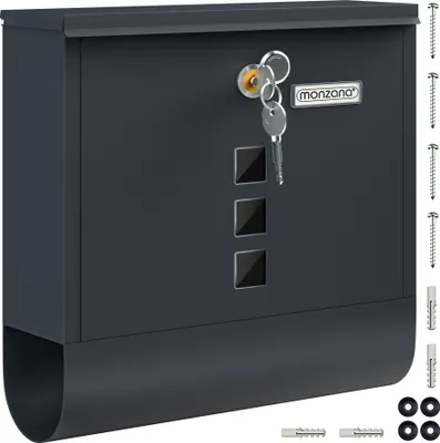 Image de Monzana Boîte aux lettres murale XXL acier zingué anthracite tube journaux courrier 2x clés fente d'insertion extra large