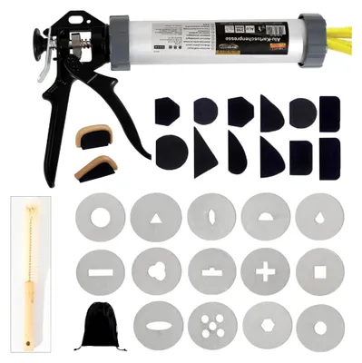 Produktbild von Tonextruder-Werkzeug – Handpistole mit 14 Platten und 12 Tassengriff-Formen für Töpferarbeiten