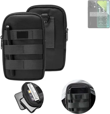 Produktbild von K-S-Trade Holster Gürtel Tasche kompatibel mit Xiaomi Redmi Note 13 Pro 5G Handy Tasche Schutz Hülle dunkel-grau viele Fächer, 1x