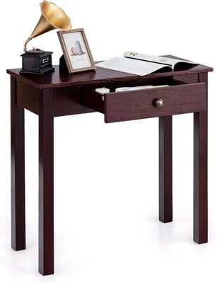 Produktbild von Konsolentisch Holz - Beistelltisch Schmal - Eingangsbereich mit Schublade - 71 x 30 x 71 cm - Braun