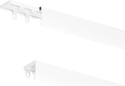 Immagine prodotto di Binario per tende MDEKOR in alluminio 450 cm, montaggio a soffitto, 2 lati, bianco, compatibile con LED, incl. staffe metalliche, guide, ganci e pannello autoadesivo