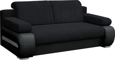 Produktbild von Sofa mit Schlaffunktion und Bettkasten, Couch für Wohnzimmer, Schlafsofa Federkern Sofagarnitur Polstersofa Wohnlandschaft mit Bettfunktion - 206 x 96 x 85 - York (Schwarz - Dot 100 +Madryt 1100)