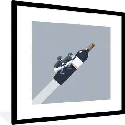 Produktbild von MuchoWow® Gerahmtes Poster Flasche - Männer - Vintage 40x40 cm - Poster mit Schwarzem Bilderrahmen Wandposter Rahmen Foto Bilder - Poster - Plakat im Rahmen