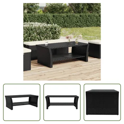 Produktbild von The Living Store Couchtisch Schwarz 100x50x40 cm Poly Rattan