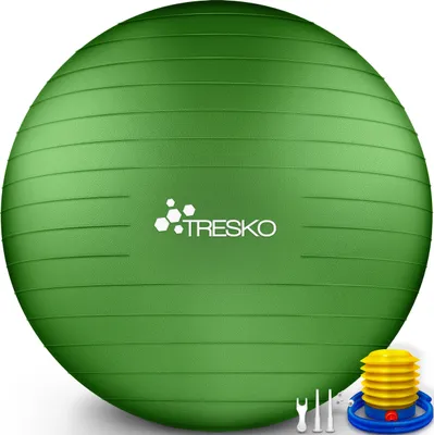 Produktbild von TRESKO Gymnastikball (Grün, 55cm) mit Pumpe Fitnessball Yogaball Sitzball Sportball Pilates Ball Sportball