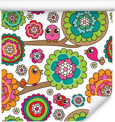 Produktbild von 10m VLIES TAPETE Rolle Kinderzimmer Vügel Blumen Bäume Himmel Natur XXL