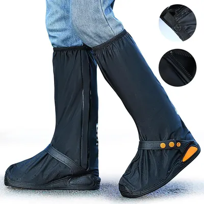 Produktbild von Wasserdichte Uni-Überschuhe,Regenüberschuhe mit Reflektorstreifen, rutschfest Schuhüberzieher für Outdoor-Aktivitäten, Größen 43-45
