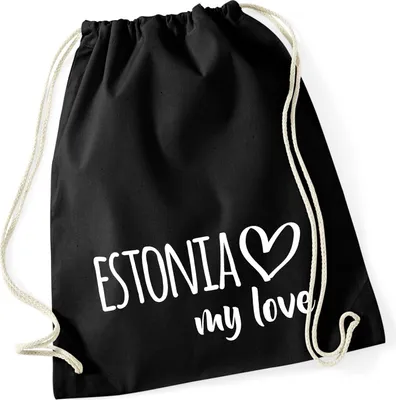 Produktbild von Huuraa Turnbeutel Estonia my love 12 Liter Black Baumwolle Rucksack Geschenkidee