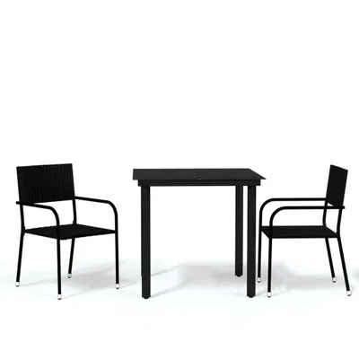 Immagine prodotto di vidaXL Set da pranzo da giardino a 3 pezzi nero