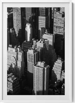 Produktbild von Schwarz-weiße Architektur der Stadt– Wandbild mit Rahmen – Gerahmtes Bild – Wanddekoration – 70x100 cm – Weiß Rahmen