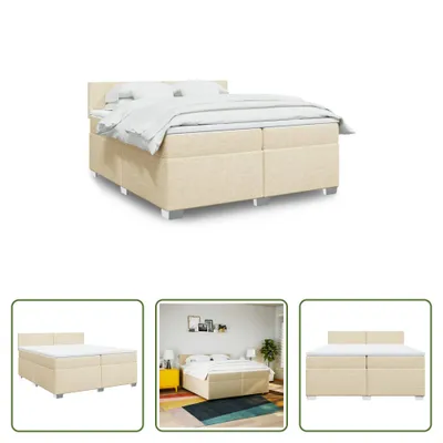 Produktbild von The Living Store Boxspringbett mit Matratze Creme 200x200 cm Stoff