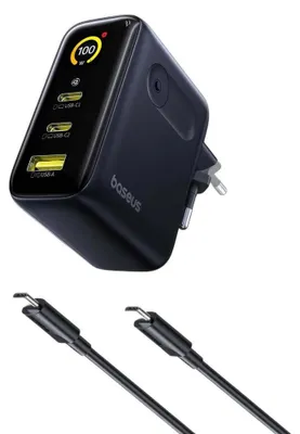 Produktbild von Baseus PicoGo AE21 Charger 2C+A 100W Black + Type-C 1.5m Black