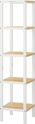 Immagine prodotto di Scaffale per bagno, 5 ripiani - scaffale portaoggetti - bianco/marrone - 33 x 33 x 146 cm