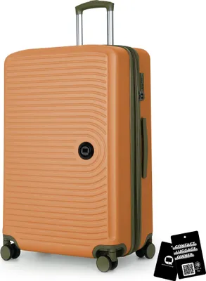Produktbild von Hauptstadtkoffer - Großer Koffer + digitaler Kofferanhänger, Reisekoffer XL Erweiterung, Hardcase Rollkoffer 4 Rollen Aufgabegepäck 130L TSA-Schloss,Marille