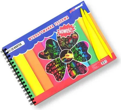 Obrázek produktu pro POLSIRHURT Rainbow scratch na spirále A5 (20 listů) Multicolour + 2 Rylce