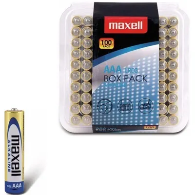 Imagen del producto de Caja con 100 pilas Maxell AAA Micro LR03, alcalinas