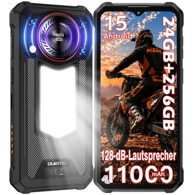 Image de Smartphone OUKITEL WP53 Pro Android 15 Telephone Portable Incassable 24Go(8+16)+256Go 11000mAh mit Lampe Camping, 6,52" 50MP/GPS/NFC/OTG - Noir