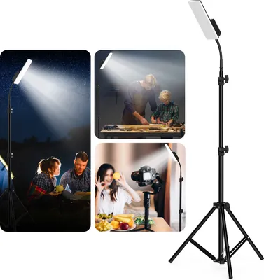 Zdjęcie produktu dla Przenośna lampa kempingowa, lampa robocza LED ze stojakiem, obracana o 360 stopni, wodoodporna lampa kempingowa, obsługuje 3 temperatury barwowe i bezstopniowe ściemnianie do biwakowania, namiotu, wędkowania, aktywności na świeżym powietrzu