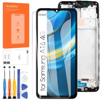 LCD-Scherm für Samsung Galaxy A16 4G, schwarz, mit Rahmen