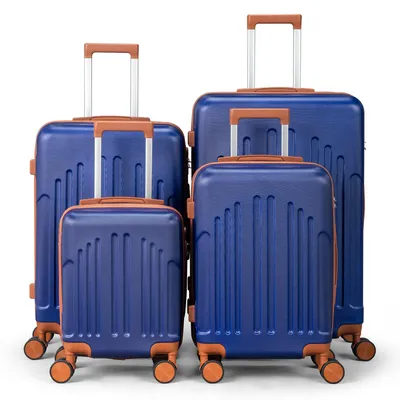 Produktbild von FCH Kofferset, 4tlg. Hartschalen Reisekoffer & Trolley Set S-M-L-XL 360° Rollen, Dunkelblau