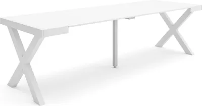 Produktbild von Ausziehbarertisch, 262x90x73cm, Für 12 Gäste, Massivholz Beine, Weiß