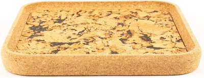 Produktbild von INNA-GLAS Quadratisches Tablett Fuentes aus Presskork, Natur-schwarz, 29x29x3cm - Kork Tablett