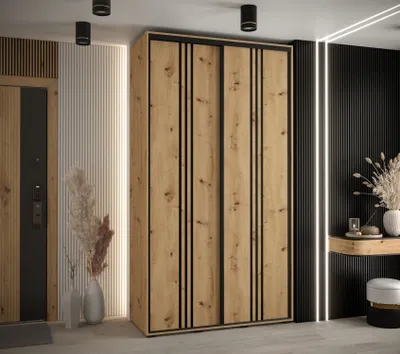 Produktbild von Kleiderschrank ASIRI 6 - 130/60 cm, Artisan-Eiche / Schwarz
