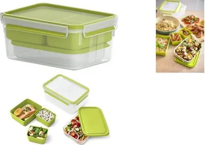 Produktbild von emsa XL Lunchbox CLIP & GO, 2,3 Liter, transparent / grün