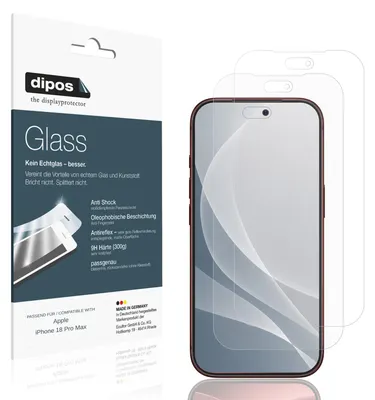 Produktbild von 2x Schutzfolie für Apple iPhone 18 Pro Max matt - Anti-Shock 9H Folie dipos Glass Kunststoffglas