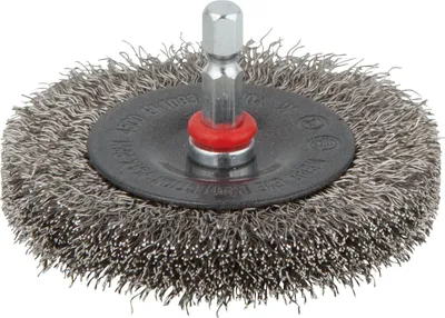 Produktbild von wolfcraft Edelstahldraht-Scheibenbürste, 75 mm Ø, Sechskant-Schaft, ideal für Löt- & Schweißarbeiten