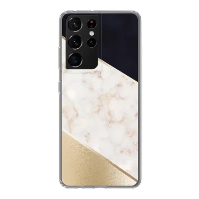 Produktbild von MuchoWow® Handyhülle Schutzhülle Hülle für Samsung Galaxy S21 Ultra Marmor - Gold - Rosa Silikon Softcase Handy Hülle - Mobiltelefon