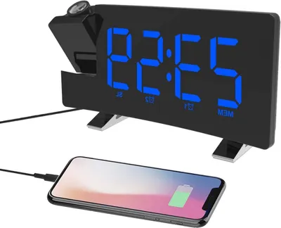 Produktbild von Projektionswecker – Digitale Uhr – Weckerfunktion – Radio mit Schlummermodus – 8-Zoll-Display – Blau