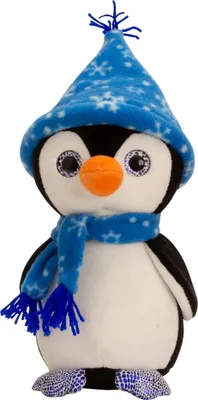 Produktbild von Pinguin mit Mütze und Schal in Blau 27 cm Kuscheltier