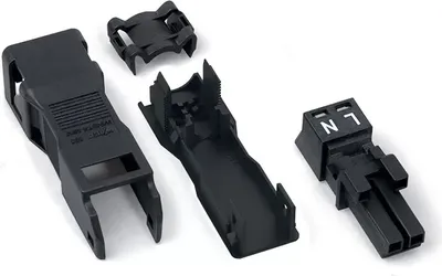 Obrázek produktu pro Zásuvka s odlehčovacím pouzdrem WAGO, 2pólová, 1,5 mm², černá