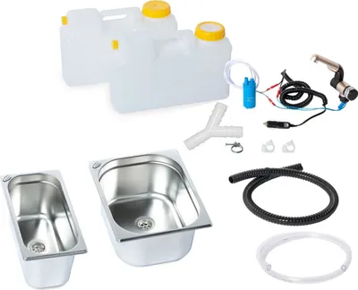 Immagine prodotto di 12V mini cucina vendita kit stand lavello 325x265x150x 325x176x150 doppia vasca
