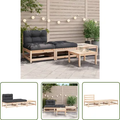 Immagine prodotto di Divano da giardino senza braccioli con cuscini e sgabelli The Living Store