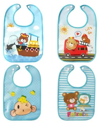 Produktbild von Ultiluxe Baby Lätzchen - 4 Stück - Wasserdichte Lätzchen - Waschbare Halsslabbetten - Mit Auffangschale - Blau