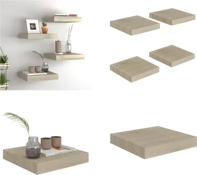 Immagine prodotto di vidaXL Mensole galleggianti a parete 4 pz. MDF color rovere 23x23,5x3,8cm - Mensola a muro - Mensole a muro galleggianti - Mensole a muro galleggianti