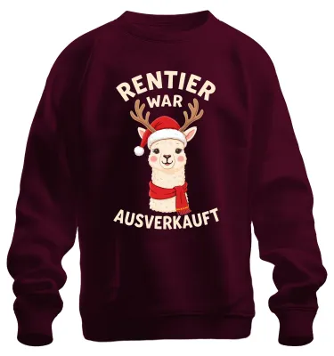 Produktbild von Rentier war t Alpaka Weihnachten lustig Geschenk Sweatshirt Pullover, Burgundy, M