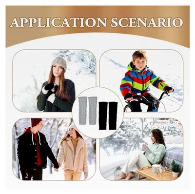 Produktbild von 2 Paar Handstulpen, Winter Armstulpen Pulswärmer Thermo Gestrickte Fingerlose Handschuhe mit Daumenloch für Damen