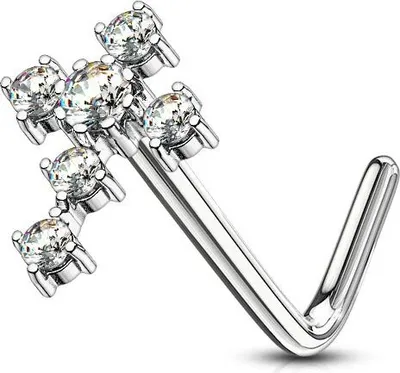 Produktbild von Nasenpiercing Nasenstecker Kreuz mit Zirkonia Klar